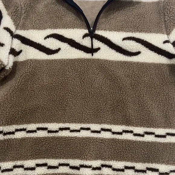 Todd Snyder Brown and Cream patterned quarter zip up fleece - Picture 6 of 12